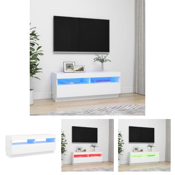 The Living Store TV-bänk med LED-belysning vit 100x35x40 cm -  TV-bänkar