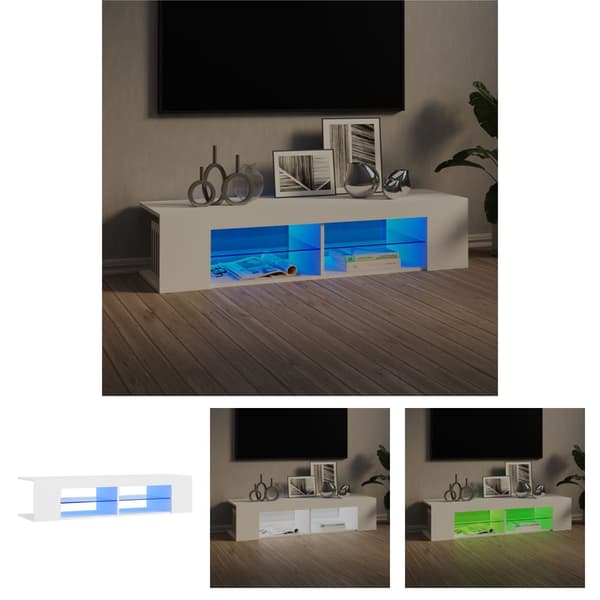 The Living Store tv-skab med LED-lys 135x39x30 cm hvid -  TV-møbler