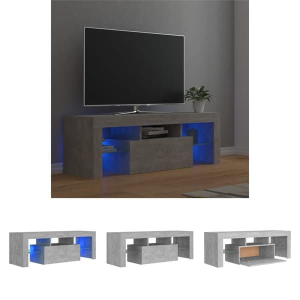 The Living Store tv-bord med LED-lys 120x35x40 cm betongrå -  TV-møbler