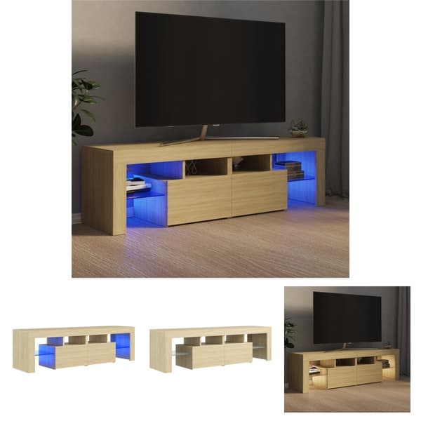 The Living Store tv-bord med LED-lys 140x36,5x40 cm sonoma-eg -  TV-møbler