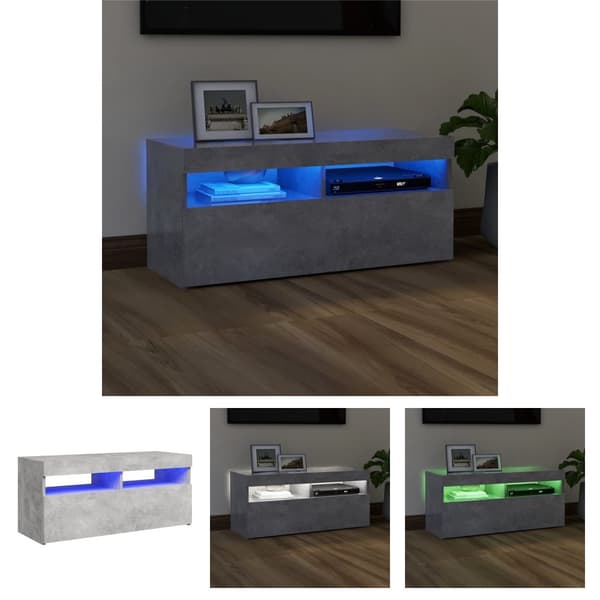The Living Store tv-bord med LED-lys 90x35x40 cm betongrå -  TV-møbler