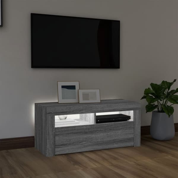The Living Store TV-taso LED-valoilla harmaa Sonoma 90x35x40 cm - TV-tasot