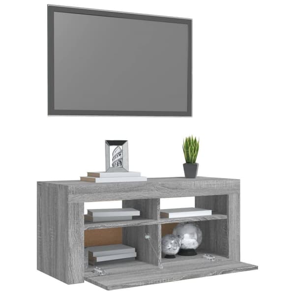 The Living Store TV-taso LED-valoilla harmaa Sonoma 90x35x40 cm - TV-tasot