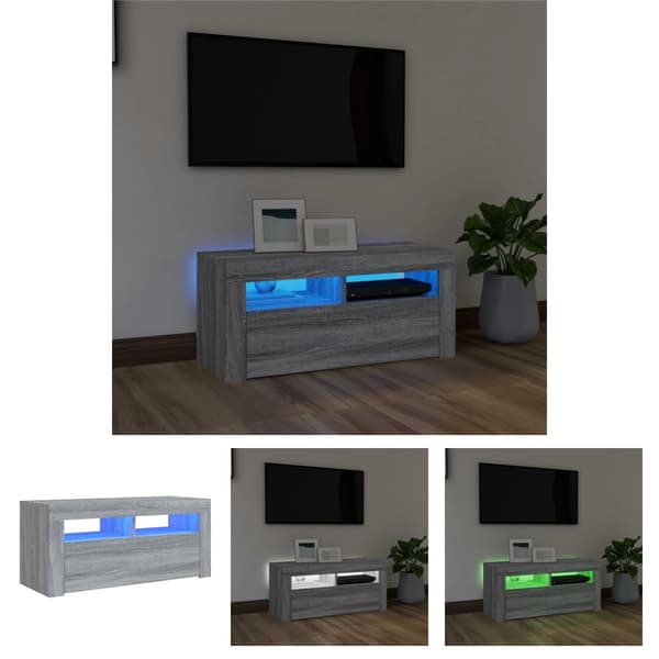 The Living Store TV-taso LED-valoilla harmaa Sonoma 90x35x40 cm -  TV-tasot
