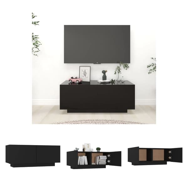 The Living Store tv-bord 100x35x40 cm konstrueret træ sort -  TV-møbler
