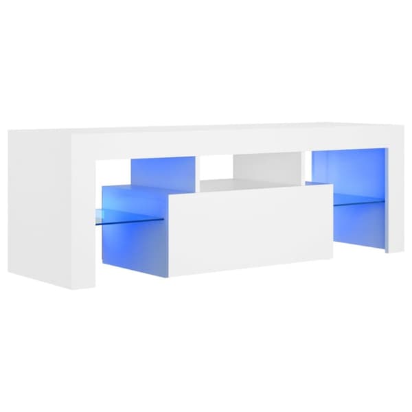 The Living Store TV-bänk med LED-belysning vit 120x35x40 cm - TV-bänkar