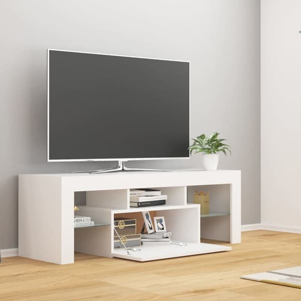 The Living Store TV-bänk med LED-belysning vit 120x35x40 cm - TV-bänkar