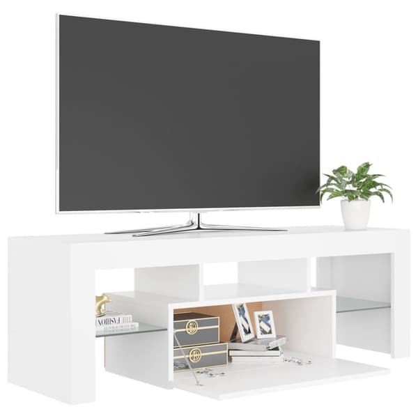 The Living Store TV-bänk med LED-belysning vit 120x35x40 cm - TV-bänkar