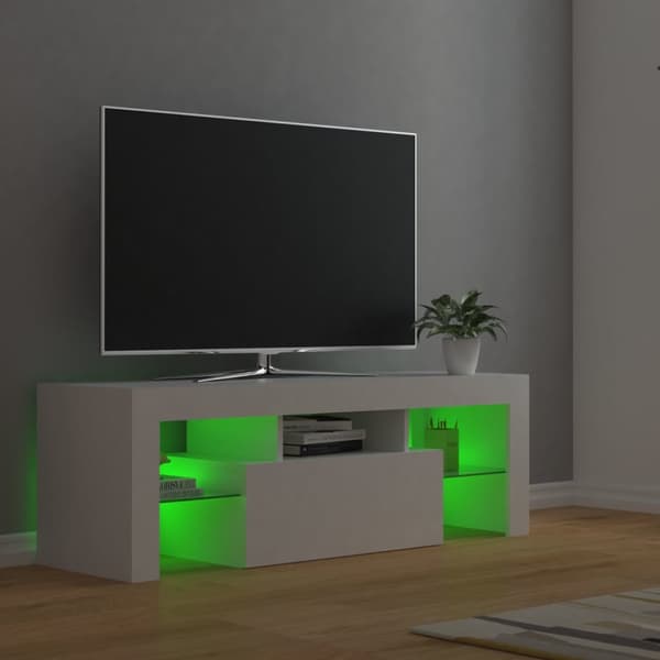 The Living Store TV-bänk med LED-belysning vit 120x35x40 cm - TV-bänkar