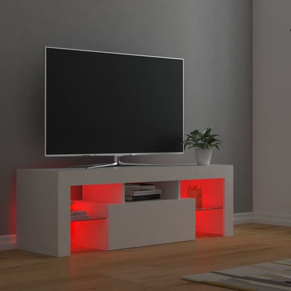 The Living Store TV-bänk med LED-belysning vit 120x35x40 cm - TV-bänkar