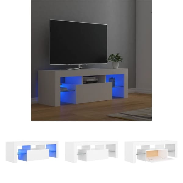 The Living Store TV-bänk med LED-belysning vit 120x35x40 cm - TV-bänkar