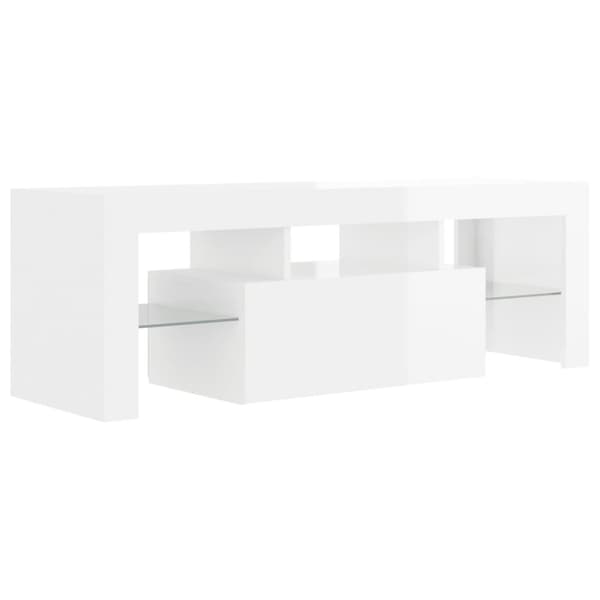 The Living Store tv-skab med LED-lys 120x35x40 cm hvid højglans -  TV-møbler