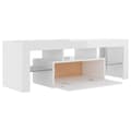 Miniatyrbillede 5 af 11: The Living Store tv-skab med LED-lys 120x35x40 cm hvid højglans -  TV-møbler
