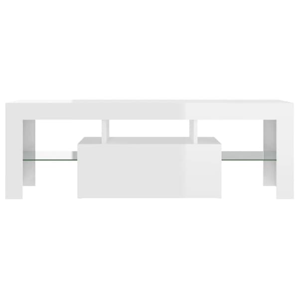 The Living Store tv-skab med LED-lys 120x35x40 cm hvid højglans -  TV-møbler