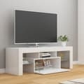 Miniatyrbillede 8 af 11: The Living Store tv-skab med LED-lys 120x35x40 cm hvid højglans -  TV-møbler