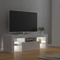 Miniatyrbillede 10 af 11: The Living Store tv-skab med LED-lys 120x35x40 cm hvid højglans -  TV-møbler