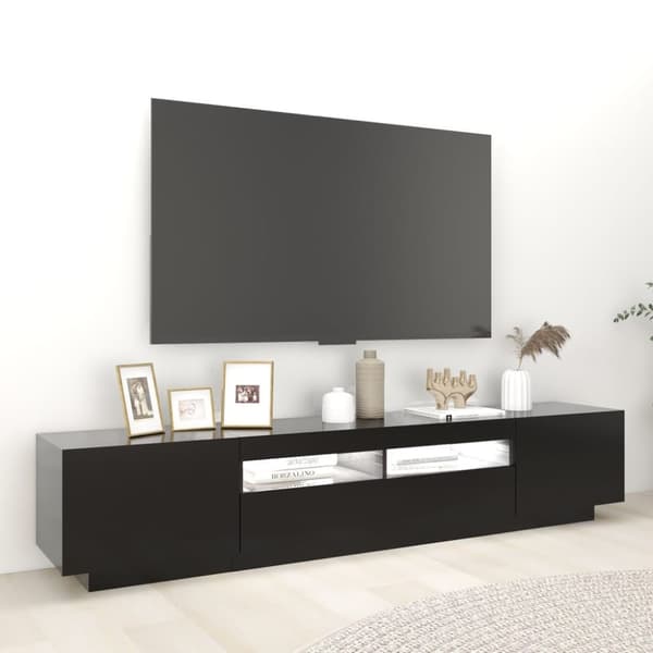 The Living Store TV-bänk med LED-belysning svart 200x35x40 cm -  TV-bänkar