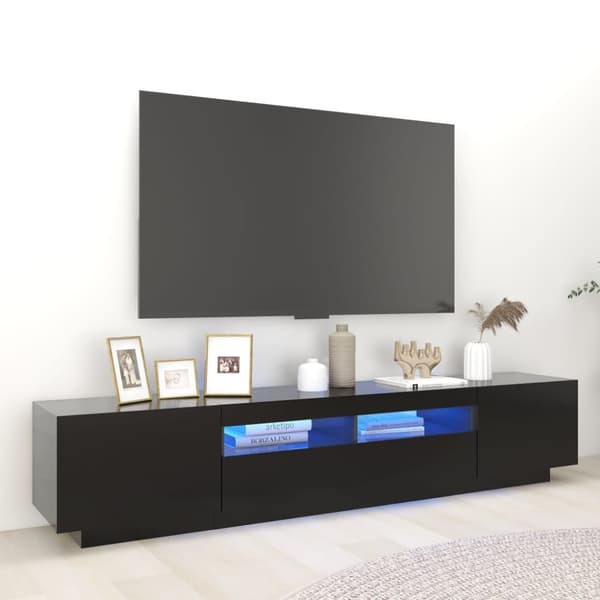 The Living Store TV-bänk med LED-belysning svart 200x35x40 cm -  TV-bänkar