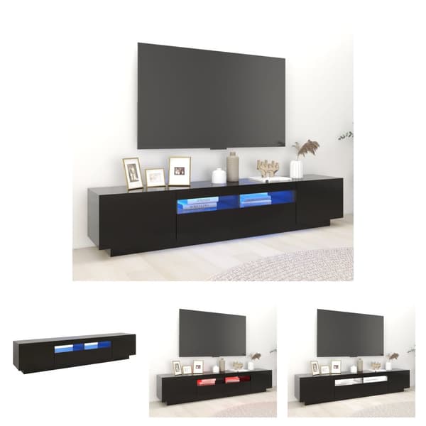 The Living Store TV-bänk med LED-belysning svart 200x35x40 cm -  TV-bänkar