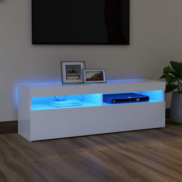 The Living Store tv-skab med LED-lys 120x35x40 cm hvid - TV-møbler
