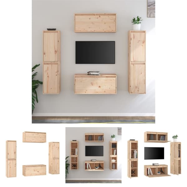 The Living Store tv-skabe 6 dele massivt fyrretræ - TV-møbler