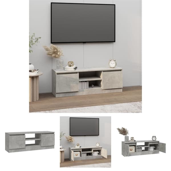 The Living Store tv-bord med låge 102x30x36 cm betongrå - TV-møbler