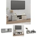 Miniatyrbillede 1 af 10: The Living Store tv-bord med låge 102x30x36 cm betongrå -  TV-møbler