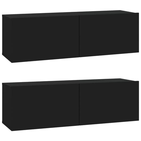 The Living Store Väggmonterade tv-bänkar 2 st svart 100x30x30 cm konstruerat trä - TV-bänkar
