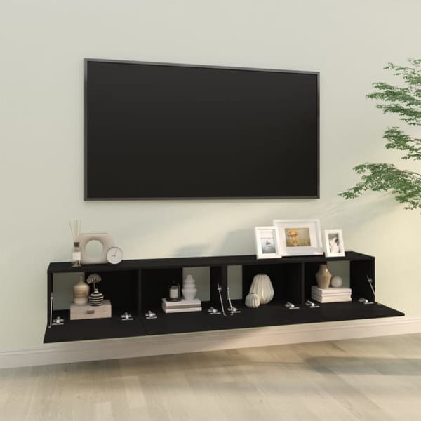 The Living Store Väggmonterade tv-bänkar 2 st svart 100x30x30 cm konstruerat trä - TV-bänkar