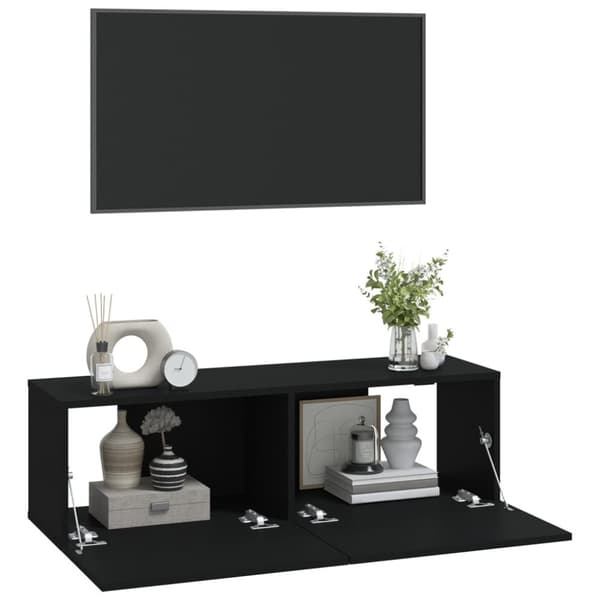 The Living Store Väggmonterade tv-bänkar 2 st svart 100x30x30 cm konstruerat trä - TV-bänkar