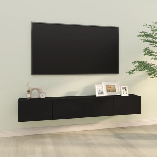The Living Store Väggmonterade tv-bänkar 2 st svart 100x30x30 cm konstruerat trä -  TV-bänkar