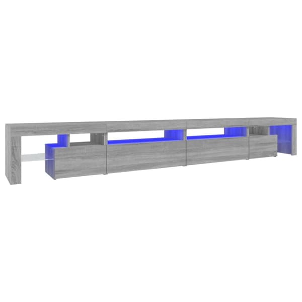 The Living Store tv-bord med LED-lys 290x36,5x40 cm grå sonoma-eg - TV-møbler