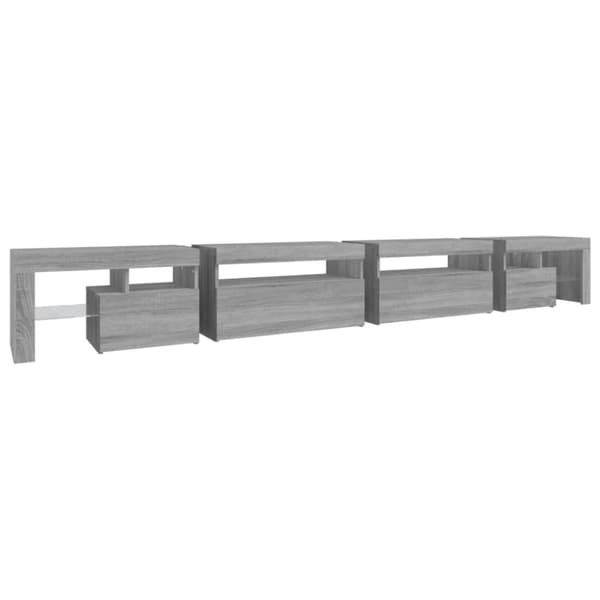 The Living Store tv-bord med LED-lys 290x36,5x40 cm grå sonoma-eg - TV-møbler