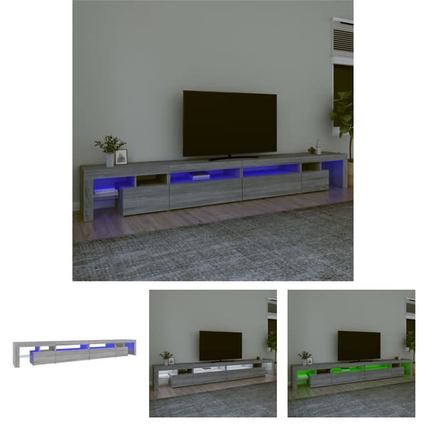 The Living Store tv-bord med LED-lys 290x36,5x40 cm grå sonoma-eg -  TV-møbler