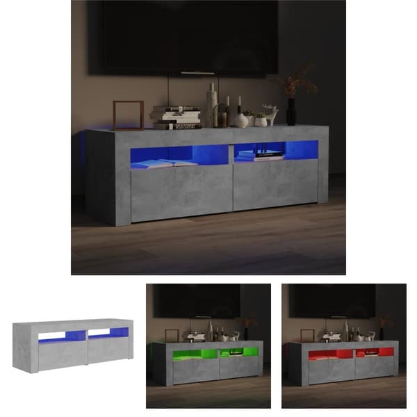 The Living Store TV-bänk med LED-belysning betonggrå 120x35x40 cm -  TV-bänkar