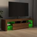 Miniatyrbillede 6 af 11: The Living Store tv-bord med LED-lys 140x36,5x40 cm brun egetræsfarve -  TV-møbler