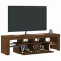 Miniatyrbillede 8 af 11: The Living Store tv-bord med LED-lys 140x36,5x40 cm brun egetræsfarve -  TV-møbler