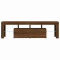 Miniatyrbillede 9 af 11: The Living Store tv-bord med LED-lys 140x36,5x40 cm brun egetræsfarve -  TV-møbler