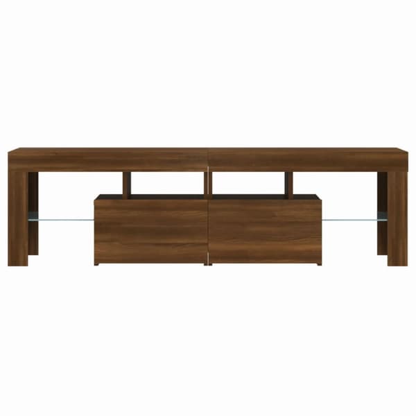 The Living Store tv-bord med LED-lys 140x36,5x40 cm brun egetræsfarve -  TV-møbler