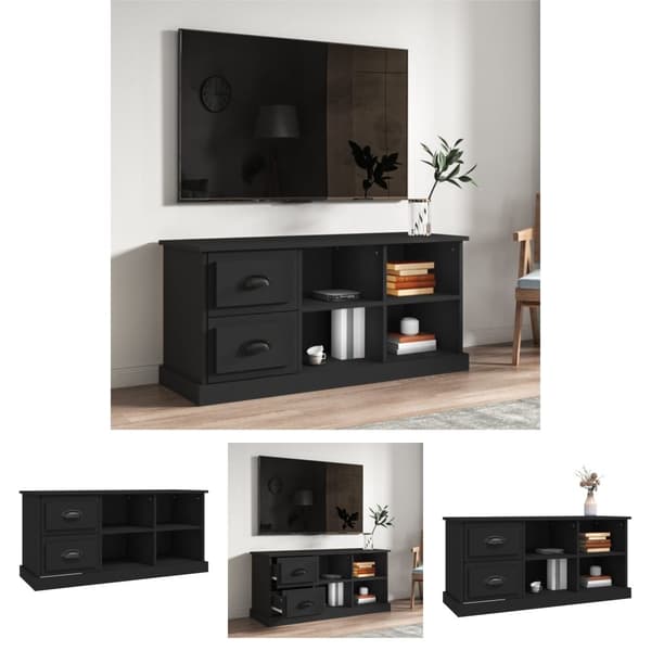 The Living Store tv-bord 102x35,5x47,5 cm konstrueret træ sort -  TV-møbler