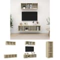 Miniatyrbild 1 av 8: The Living Store TV-skåp 2 delar sonoma-ek konstruerat trä -  TV-bänkar