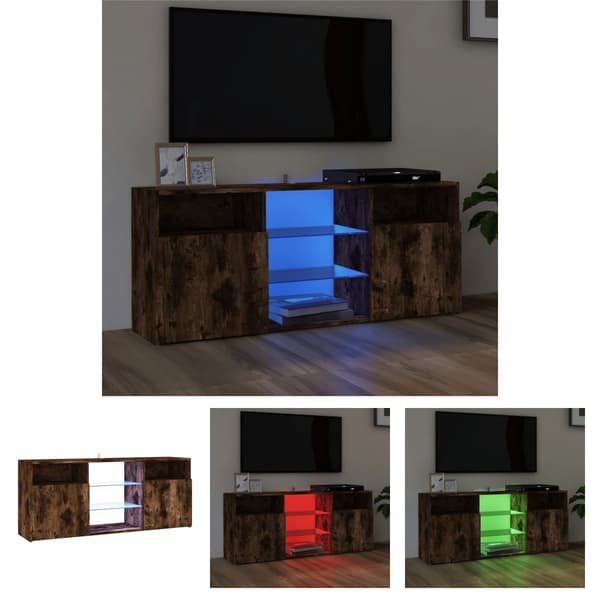 The Living Store tv-bord med LED-lys 120x30x50 cm røget egetræsfarve -  TV-møbler