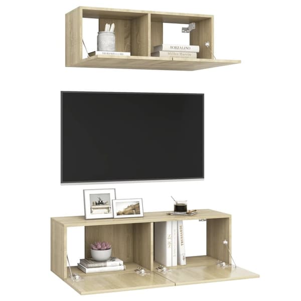 The Living Store tv-skabe 2 dele spånplade sonoma-eg -  TV-møbler