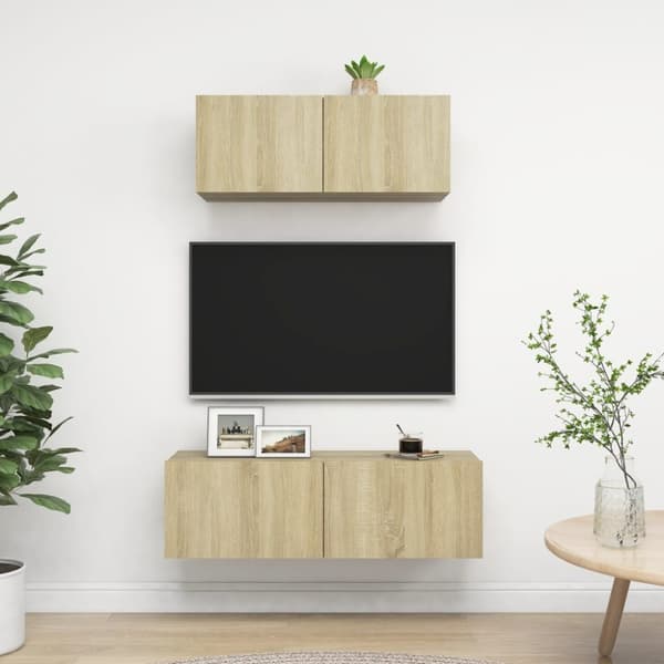 The Living Store tv-skabe 2 dele spånplade sonoma-eg -  TV-møbler