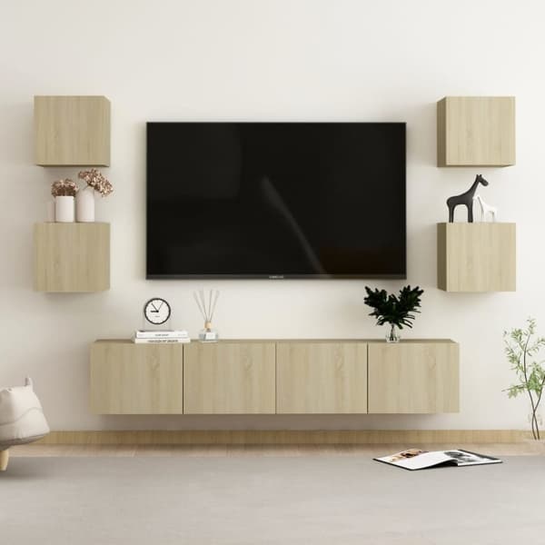 The Living Store 6-osainen TV-kaappisarja Sonoma-tammi lastulevy - TV-tasot