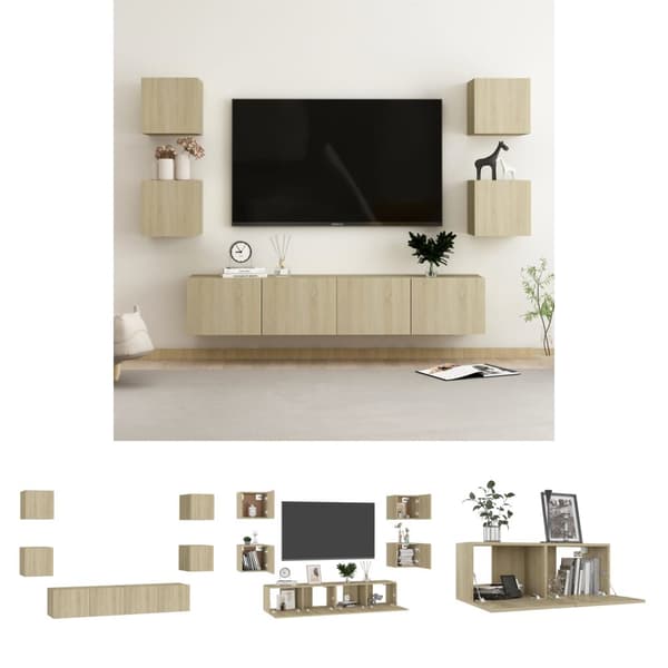 The Living Store 6-osainen TV-kaappisarja Sonoma-tammi lastulevy - TV-tasot