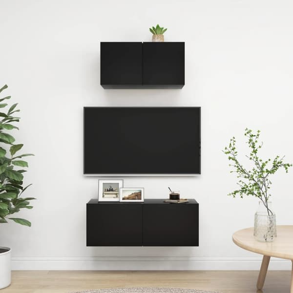 The Living Store 2-osainen TV-kaappisarja musta lastulevy -  TV-tasot