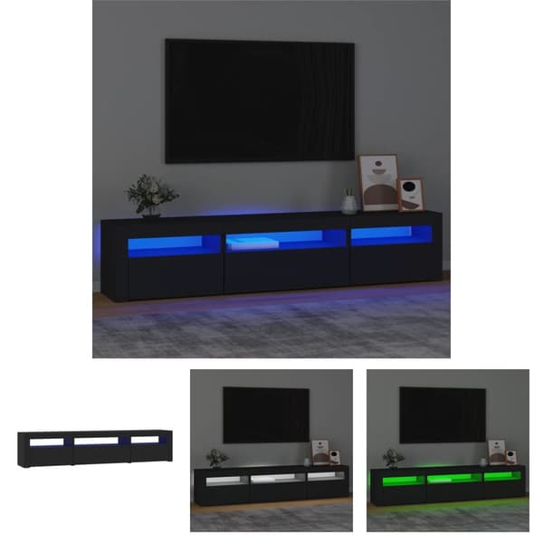 The Living Store tv-bord med LED-lys 195x35x40 cm sort -  TV-møbler