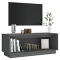 Miniatyrbillede 7 af 10: The Living Store tv-bord 90x35x35 cm massivt fyrretræ grå -  TV-møbler