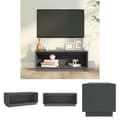 Miniatyrbillede 1 af 10: The Living Store tv-bord 90x35x35 cm massivt fyrretræ grå -  TV-møbler